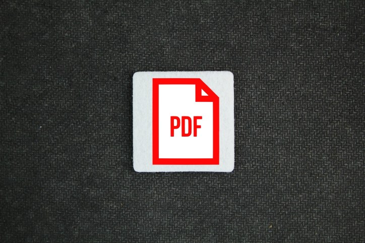 Pdf sticker on black background.