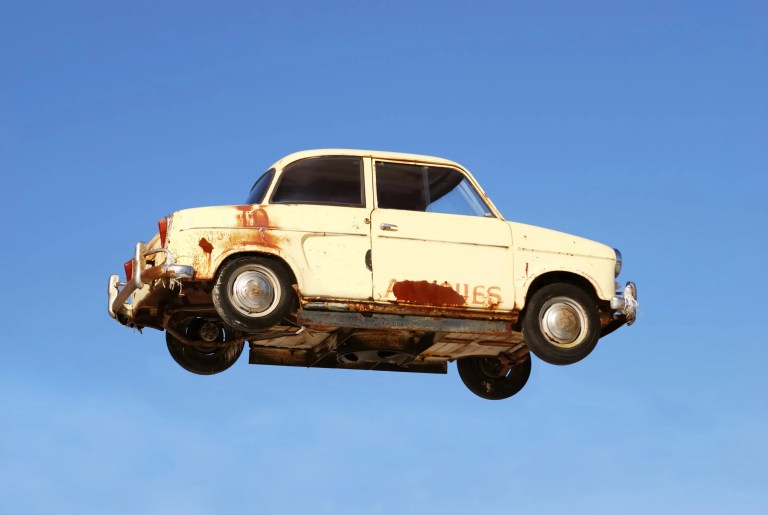 Old rusty flying car