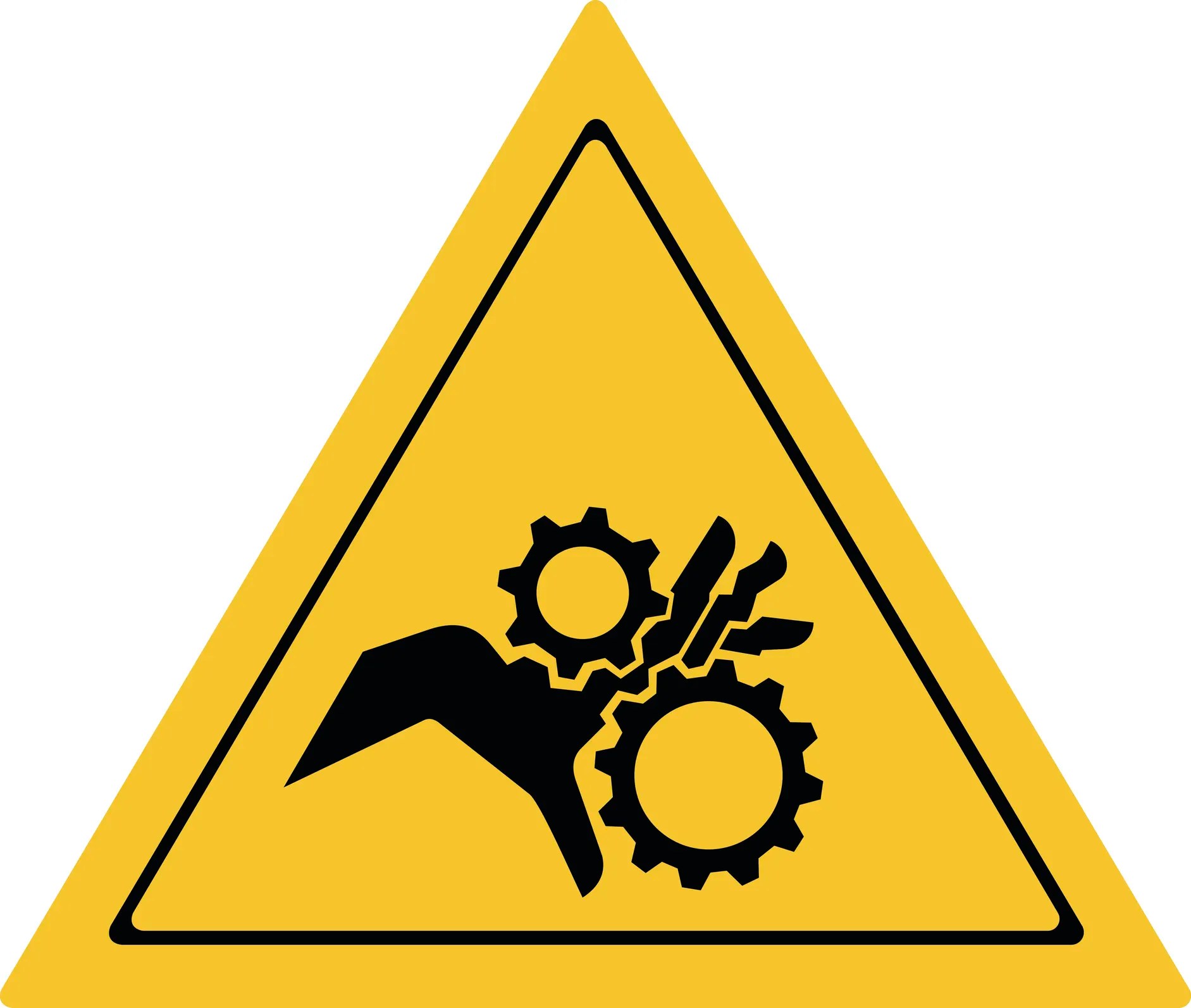 Hand crushing warning sign from ANSI Z535