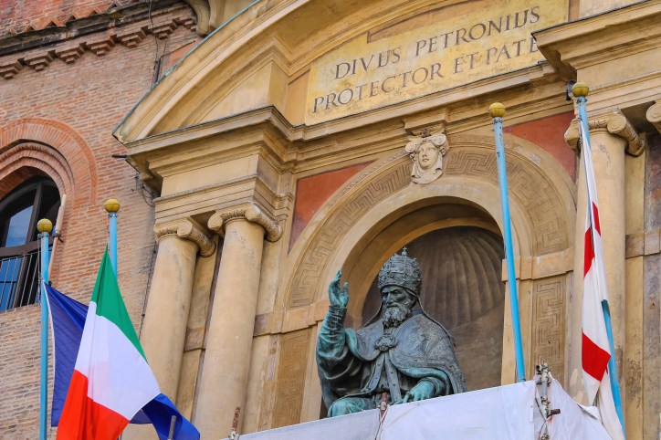 Pope Gregory XIII statue on facade of the Palazzo Comunale