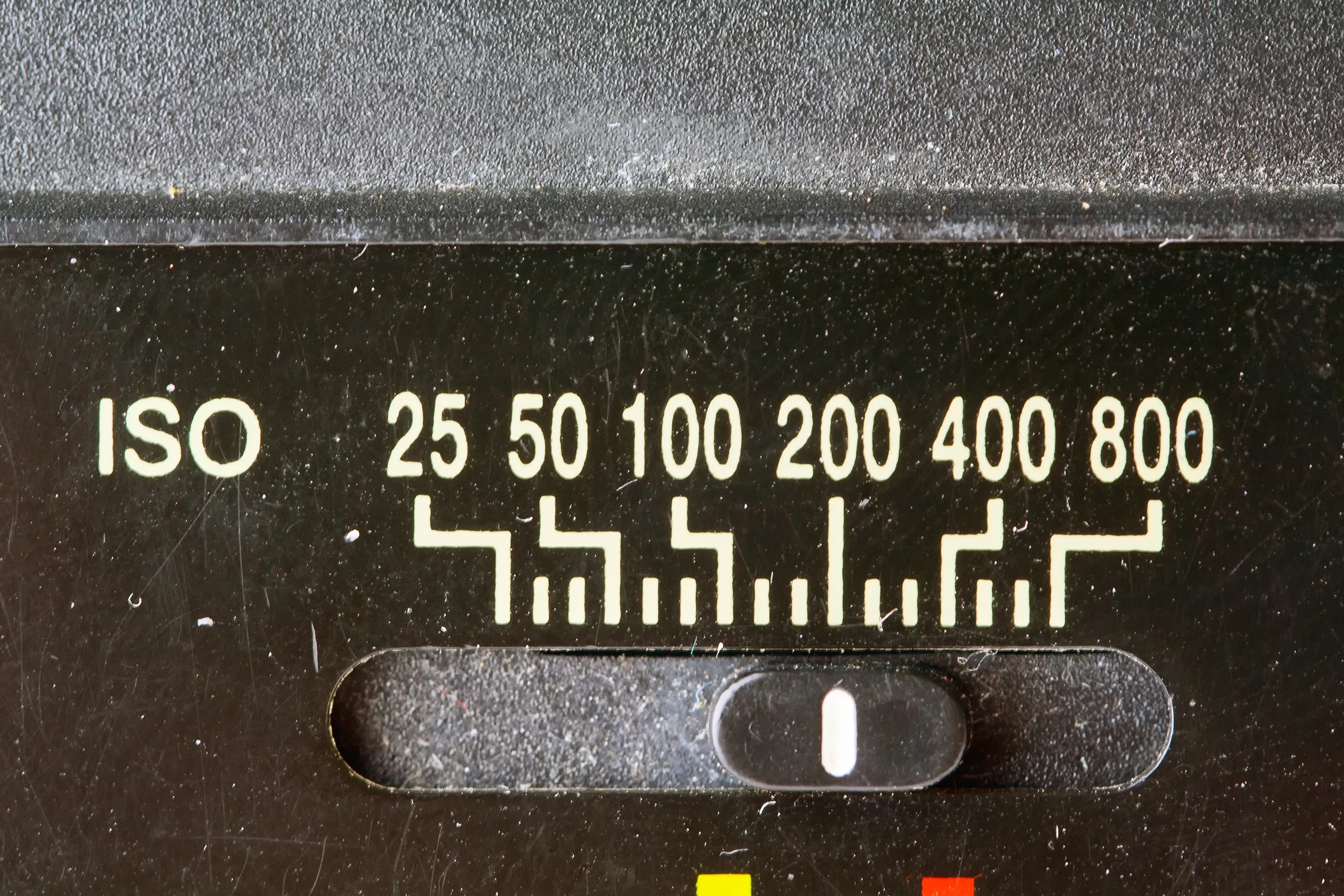 ISO film speed slider of 25 to 800