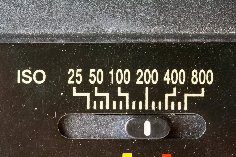 ISO film speed slider of 25 to 800