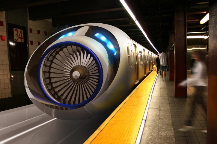 Hyperloop concept of NYC subway at 34th St Herald Sq station