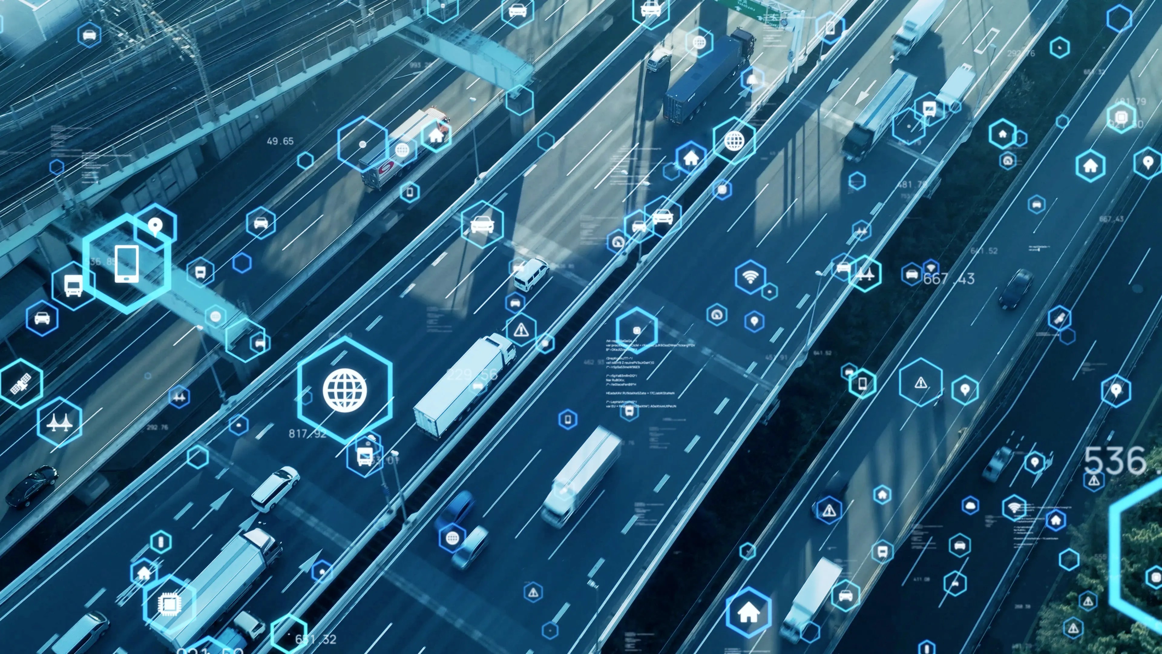 Intelligent transport data being shared between vehicles and devices