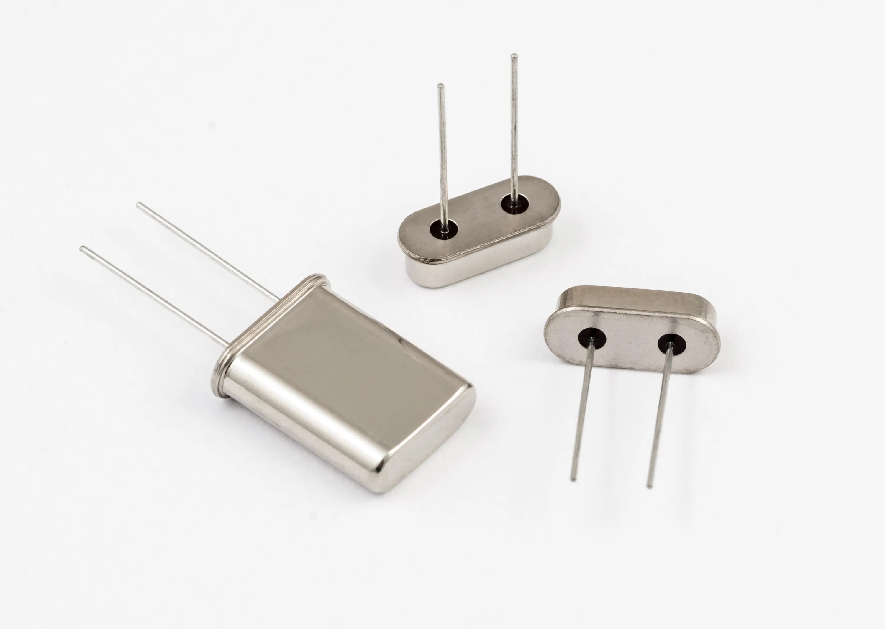 Quartz oscillators on white background