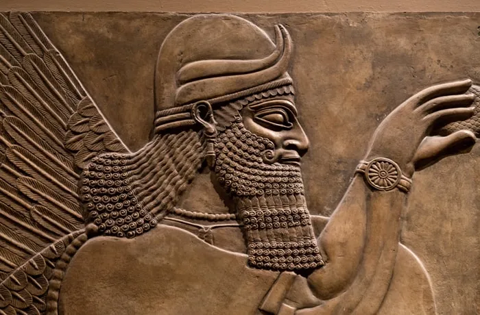An old Assyrian god in an artifact from back when money was standardized.
