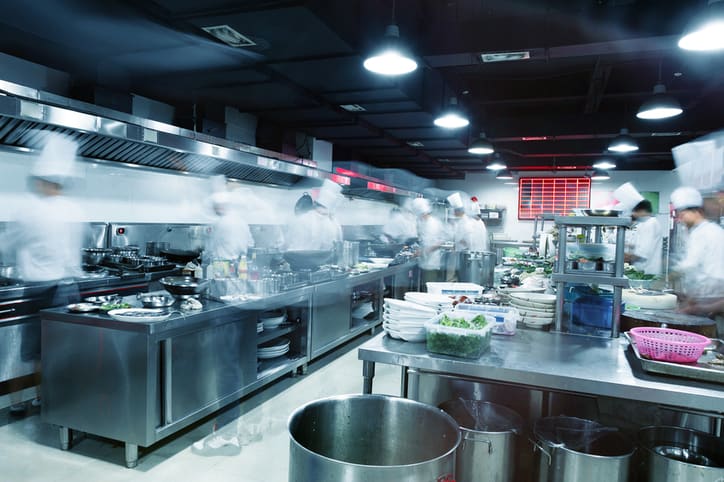 Restaurant kitchen with gas equipment that follows ANSI Z83-2016/CSA 1.8-2016