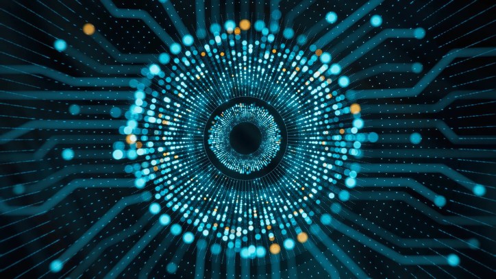 Colorful blue eye AI concept to represent ethically driven design