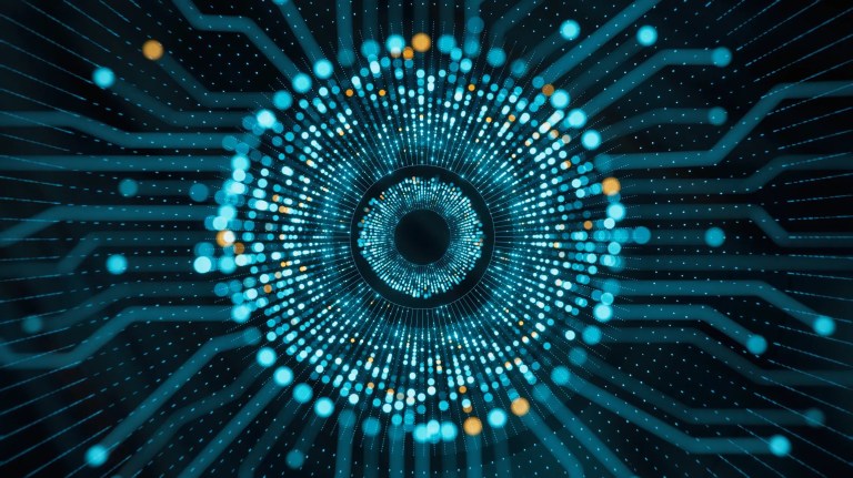 Colorful blue eye AI concept to represent ethically driven design