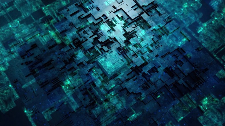 Concept of tight blue rectangles representing nanomanufacturing