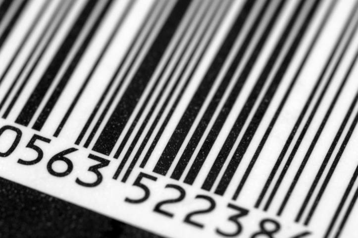 Closeup of a regular product barcode, readable from INCITS 182-1990 print quality instructions.