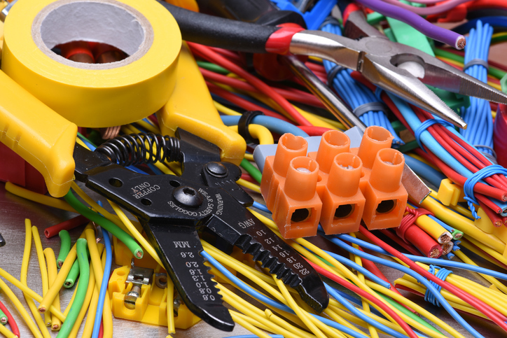 Plenty of colorful wires and equipment to follow NFPA 70E-2018 for electrical safety in the workplace.