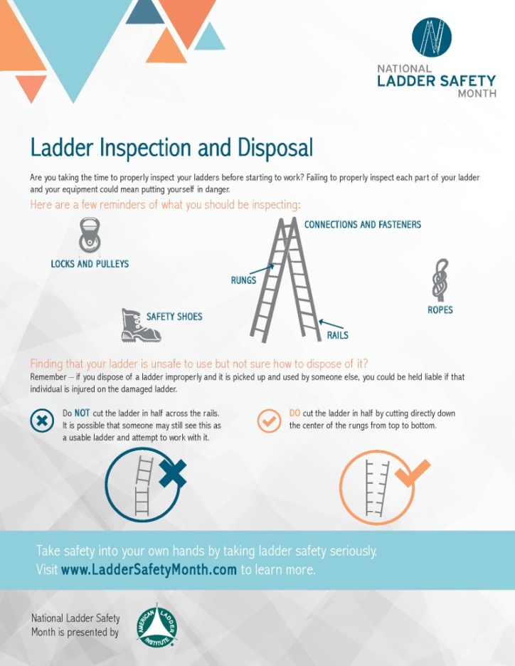 Ladder inspection and disposal considerations for National Ladder Safety Month by ALI.