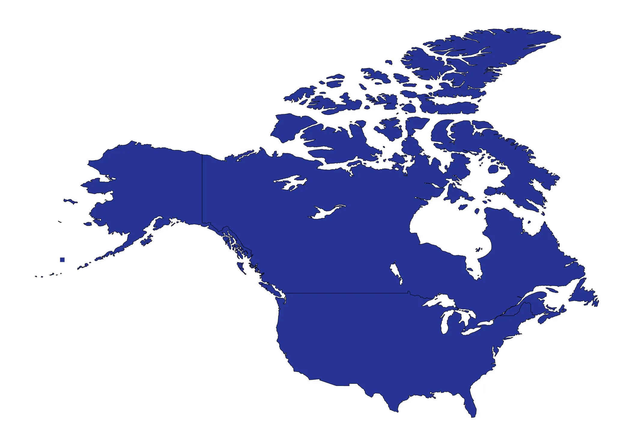 Blue US and Canada on map representing the harmonized standards by ANSI, CSA, IAMPO, and ASME.