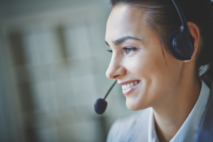 Happy customer service representative has left customer satisfied with ISO standards