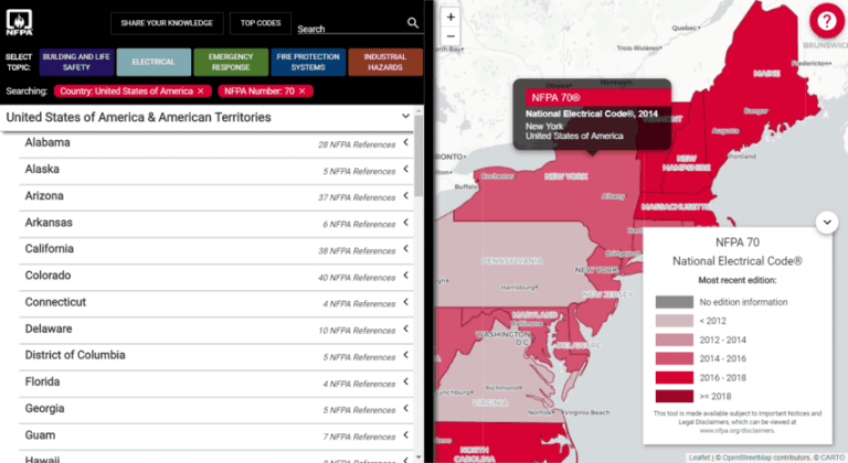 NFPA CodeFinder Map