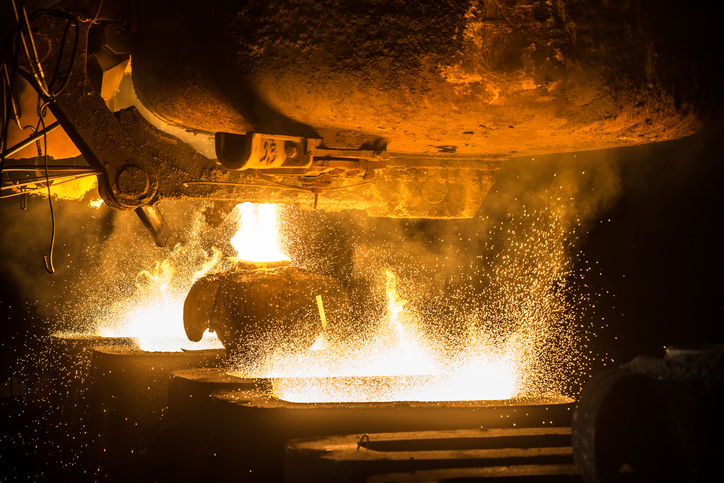 Killed steel being prepared over hot flame