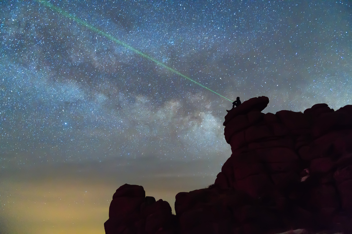 Celestially shooting a green laser that is 1 on the LIA Laser Safety Classes