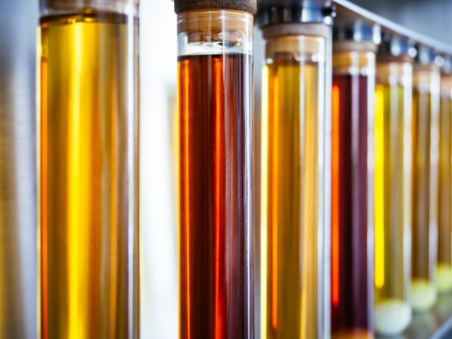 Biodiesel in different colors that may become flammable at flash point
