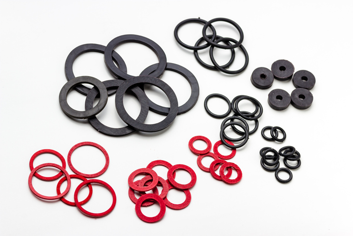 Rubber rings that have undergone testing that's defined in ASTM D395-18