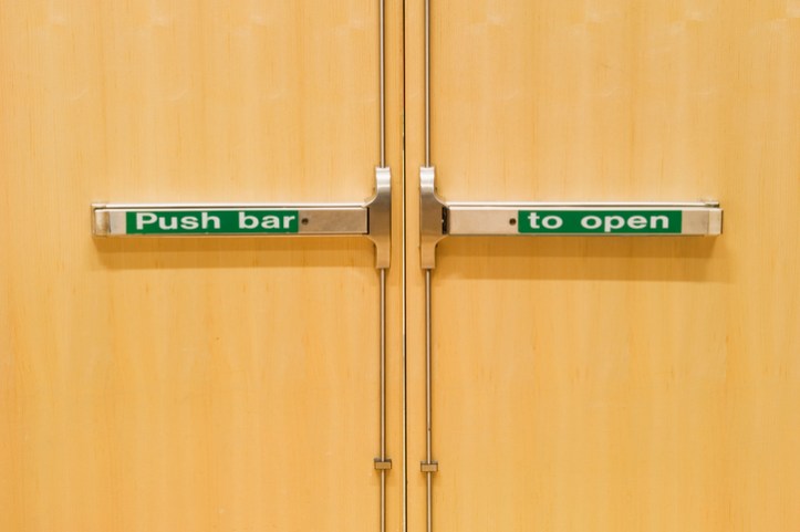 Green, labeled ANSI/BHMA A156.19-2019 Power Assist And Low Energy Power Operated Swinging Doors.