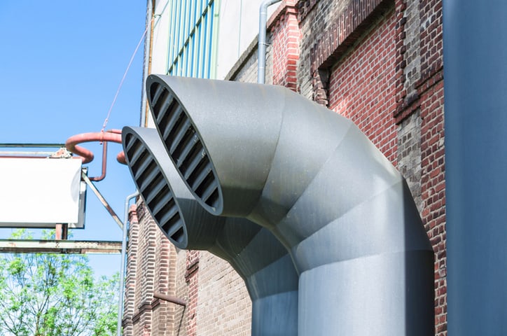 An AMCA 501-17 louver channeling air outside.
