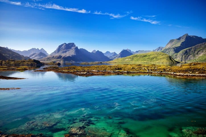 Beautiful landscape and clear blue lake are provided from ISO 26000 social responsibility adherence by companies.