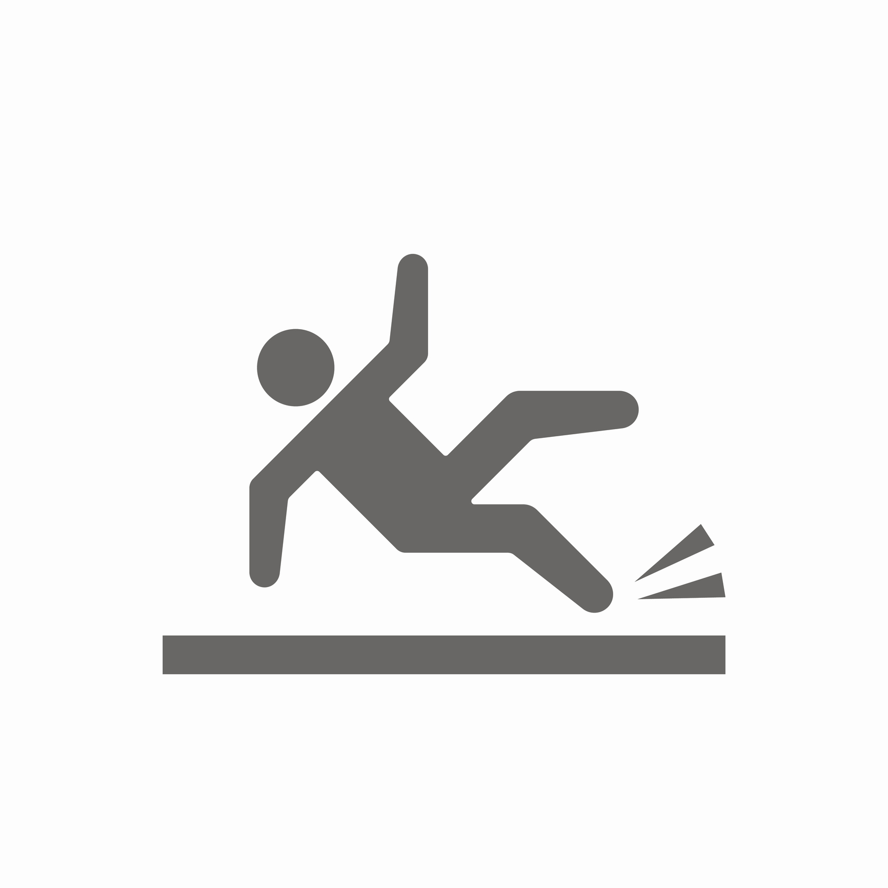 Black and white person vector slipping to indicate the importance of NSFI standards for preventing slips, trips, and falls.