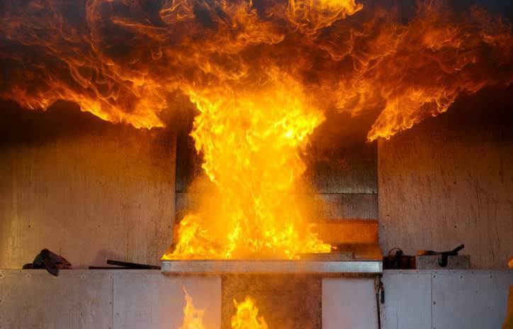 A burst of flame in a kitchen would be uncovered through NFPA 921 fire investigations.
