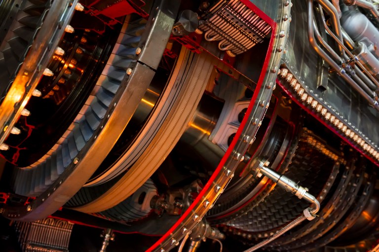 A bright shiny jet engine interior with a good surface texture tested with ASME B46.1-2019 requirements.