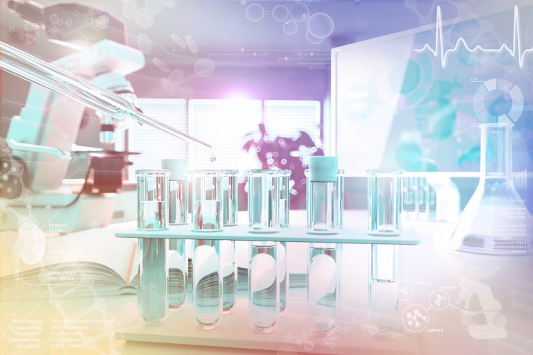 Sampling with pipettes and test tubes, something important in laboratory testing and accreditation.