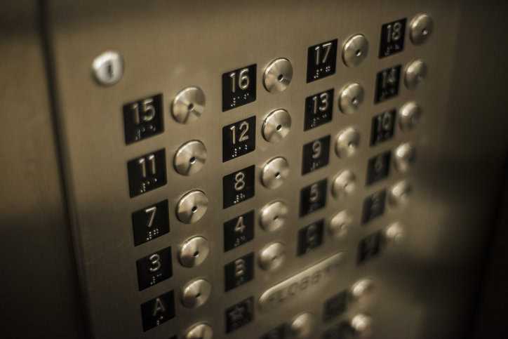 Elevator buttons with corresponding floors that are following ASME A17.1/CSA B44 HB-2022: Handbook Safety Code Elevators