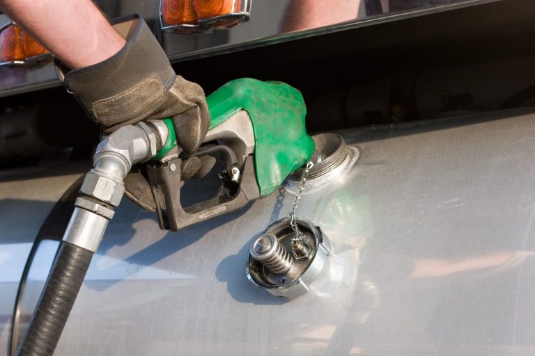 Pumping in some ASTM D975-21 diesel fuel oil for a big rig truck.