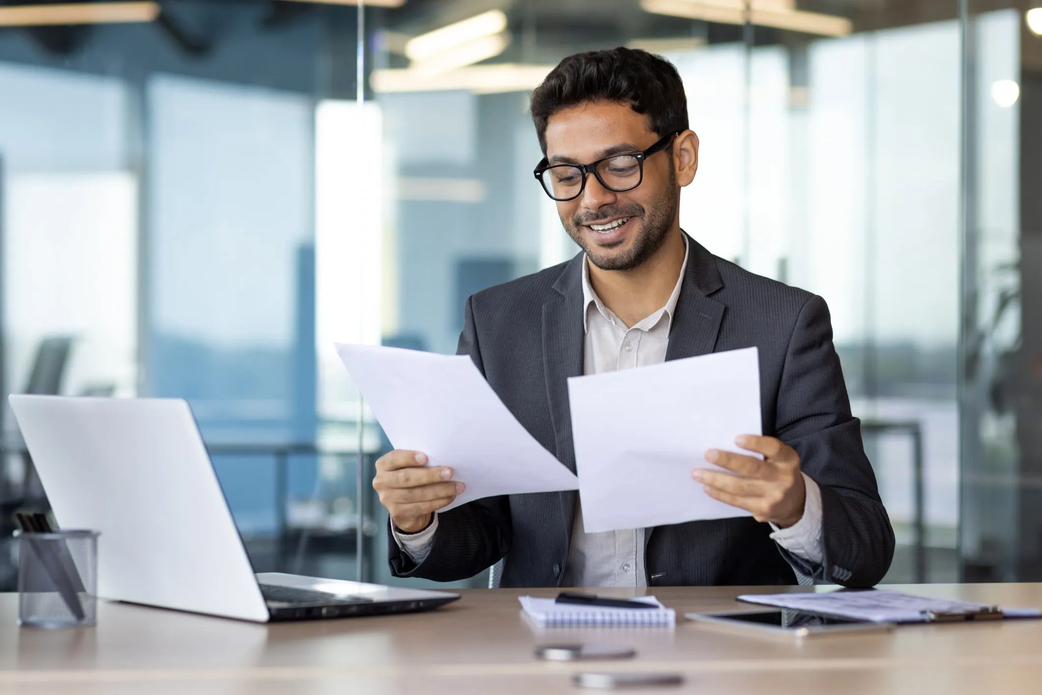 Businessman getting workcred credentials.