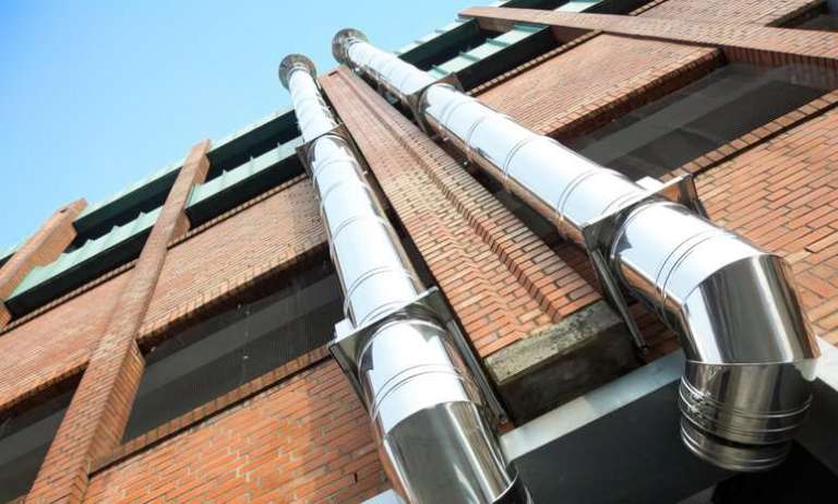 Outside HVAC duct adhering to ANSI/ASHRAE 120-2022 testing methods.