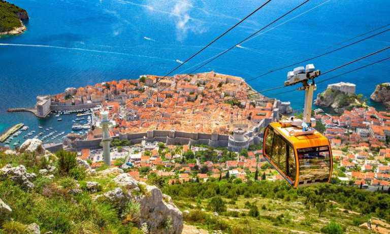 Cable car in Croatia that keeps foot traffic safe with ANSI B77.1-2022 requirements.