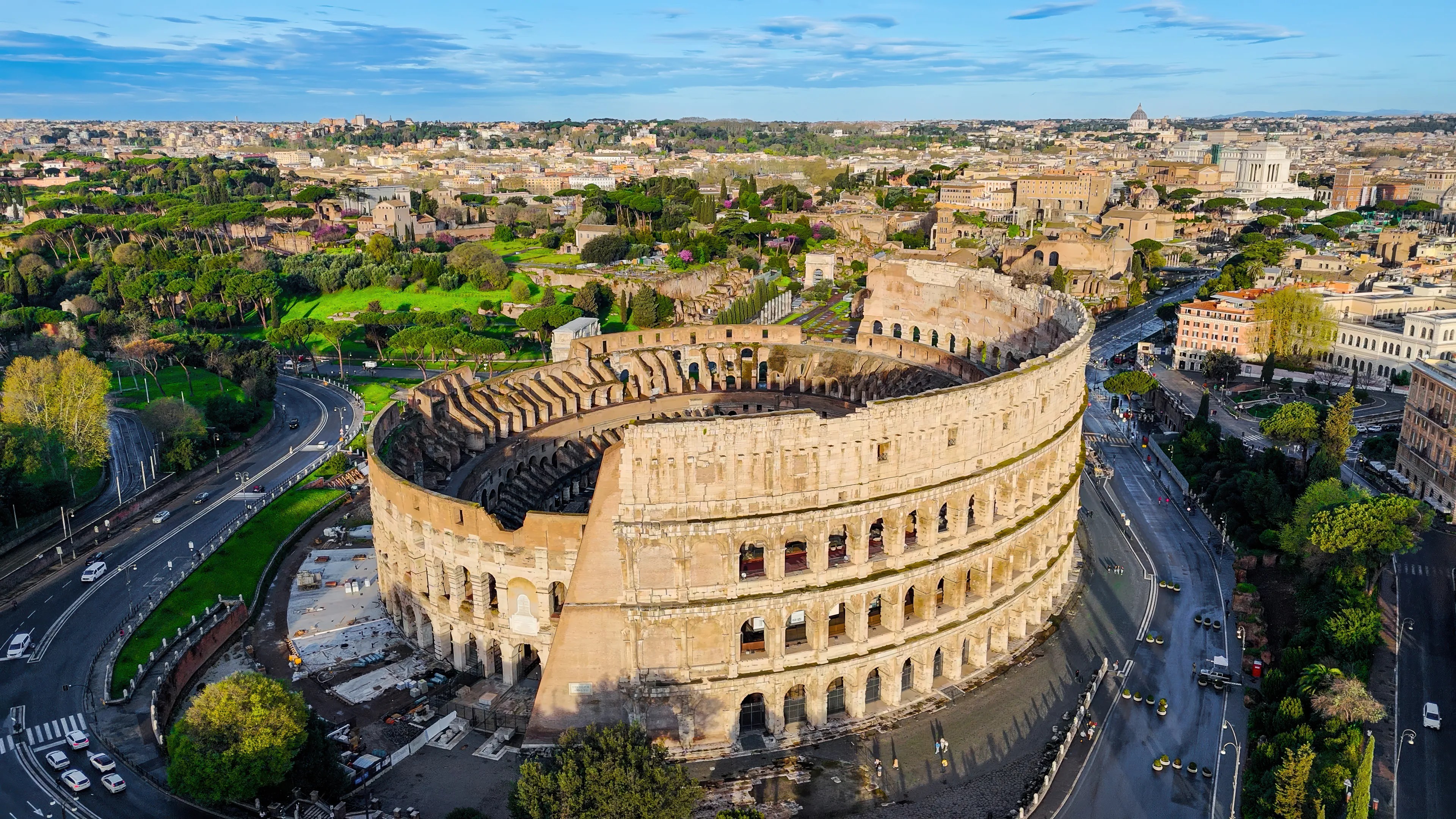 Aerial view of the Coliseum in Rome