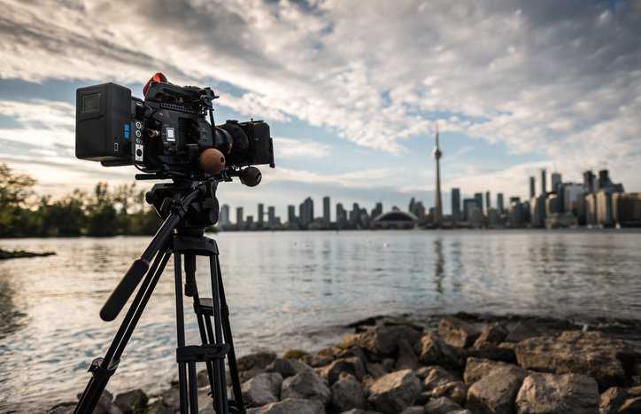 Camera in Toronto filming the city in ISO/IEC 13818-1 MPEG-2 format.