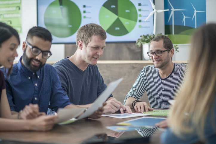 Employees in an organization implementing an environmental management system based off ISO 14002-1:2019 guidelines for ISO 14001.