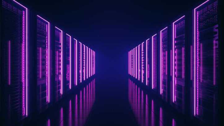 Futuristic data center pink on black.