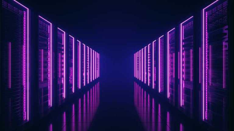 Futuristic data center pink on black.