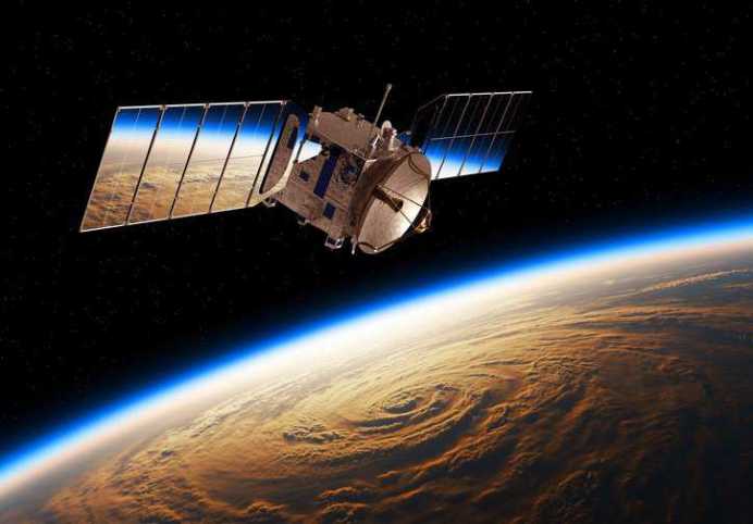 Reflection Of Planet Earth In Solar Panels Of A Space Satellite with solar arrays adhering to ISO 11221:2011.