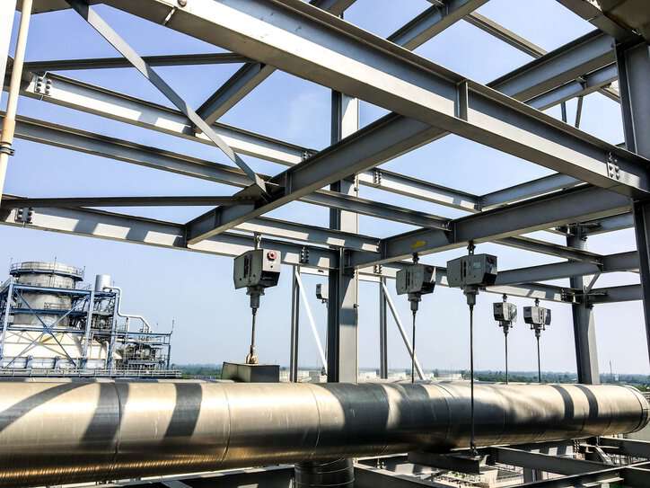 Spring hanger pipe support in power plant that adheres to GB/T 17116.2-2018e.
