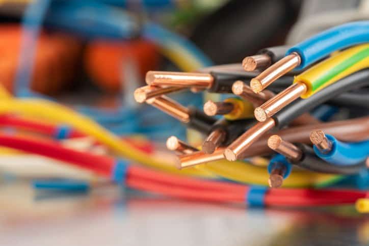 Close-up of copper cable wire used in electrical installation that adheres to IEC 60085 Ed. 4.0.