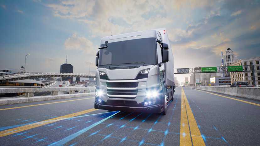 Driverless industrial delivery truck that adheres to ISO 3691-4:2023.