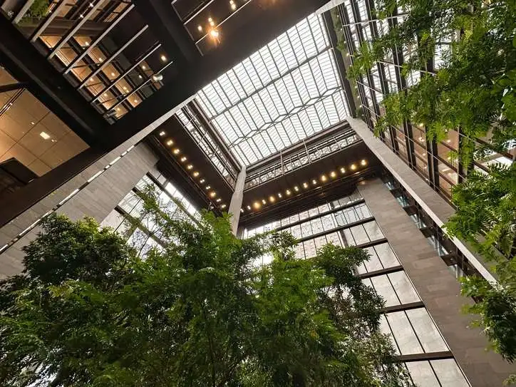 Healthy commercial building with energy efficient lighting that adheres to ANSI/IES LP-9-20.