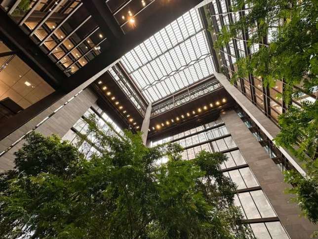Healthy commercial building with energy efficient lighting that adheres to ANSI/IES LP-9-20.