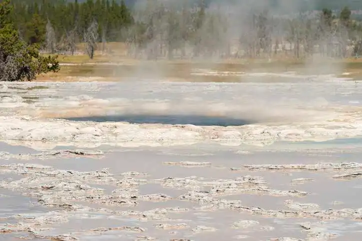 Geyser in Firehole canyon drive in Yellowstone National Park.