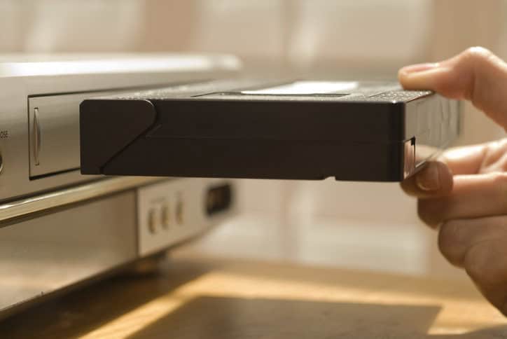 Inserting VHS into VCR