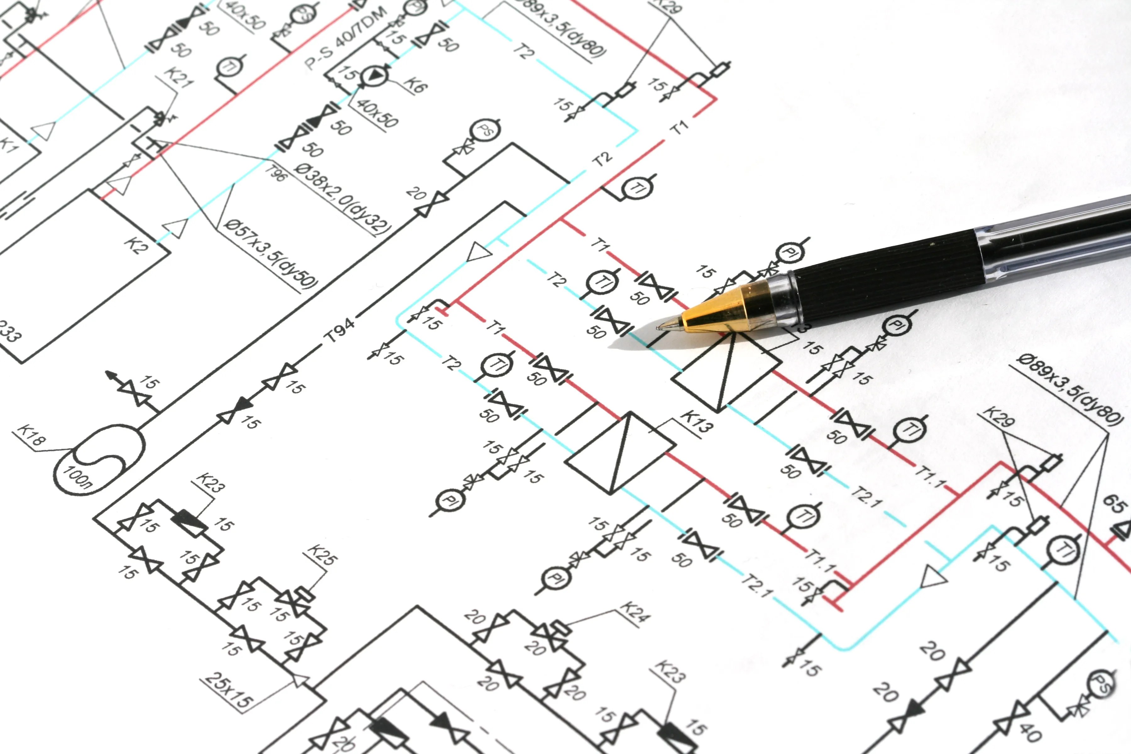 P&ID diagram showing instrument tag numbers and instrumentation symbols based on ANSI ISA 5.1 standard.